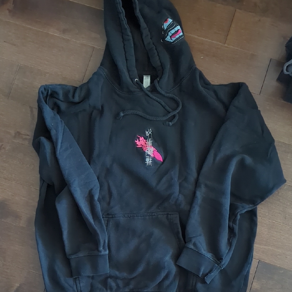 Jujutsu Kaisen Black Hoodie with Pink Graphic